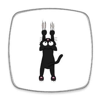 Schwarze Katze (neu) - Viereckiger Kühlschrankmagnet - Weiß - Vorne