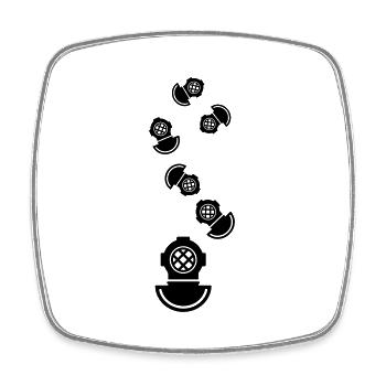 Taucherhelm Tauchen symbol - Viereckiger Kühlschrankmagnet - Weiß - Vorne