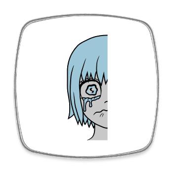 Half sad girl face - Square fridge magnet - white - Front