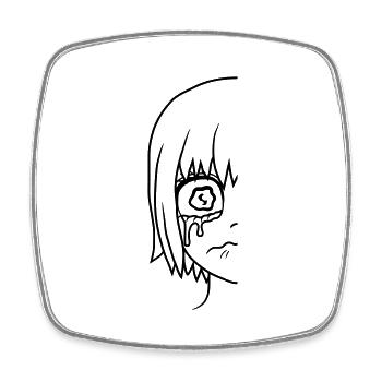 Girl's face half sad - Square fridge magnet - white - Front