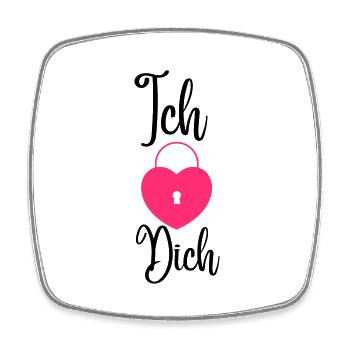 "Ich Liebe Dich" Design, mit Schloss Motiv,14.2 - Viereckiger Kühlschrankmagnet - Weiß - Vorne