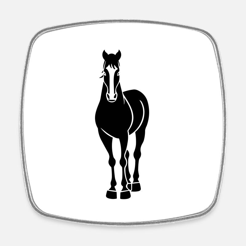 Cheval - Magnet carré - blanc