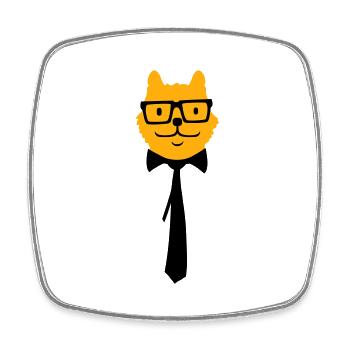 Smart Nerd Cat Horn-Rimmed Glasses Geek Tie Glasses - Square fridge magnet - white - Front