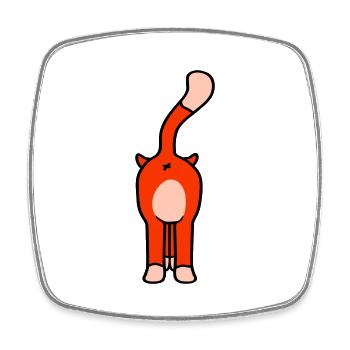 Stehende Lustige Katze von Hinten Rückseite Arsch - Viereckiger Kühlschrankmagnet - Weiß - Vorne
