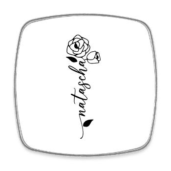 Natascha Name Vorname Namensblume - Viereckiger Kühlschrankmagnet - Weiß - Vorne
