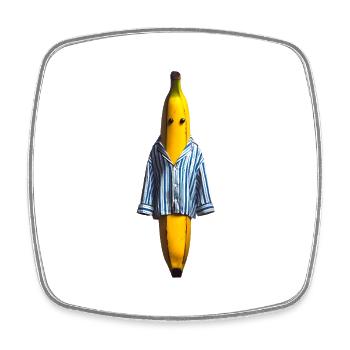Banane im Schlafanzug - Viereckiger Kühlschrankmagnet - Weiß - Vorne