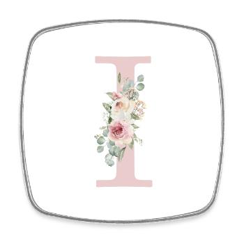 I| Monogram | Eucalyptus Pastel Flower Blue - Square fridge magnet - white - Front