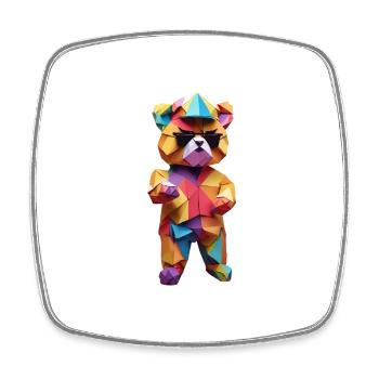 Kunterbunter Origami Teddy - Viereckiger Kühlschrankmagnet - Weiß - Vorne