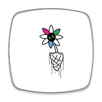 Illustration de crâne de fleur vive - Magnet carré - blanc - Devant