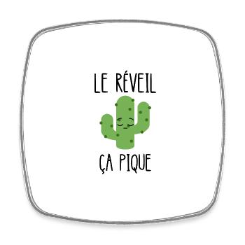 le réveil ça pique - Magnet carré - blanc - Devant