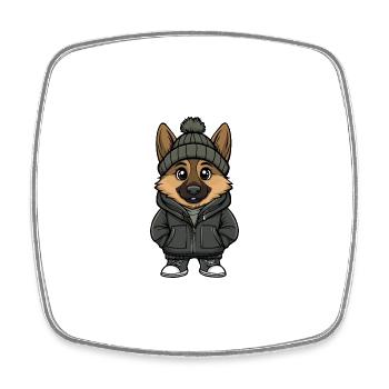 Schäferhund Hund Winter - Viereckiger Kühlschrankmagnet - Weiß - Vorne