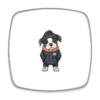American Staffordshire Terrier Hund Winter - Viereckiger Kühlschrankmagnet - Weiß - Vorne