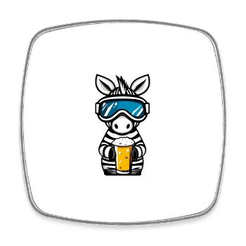 Zebra Ski Bier - Viereckiger Kühlschrankmagnet - Weiß - Vorne
