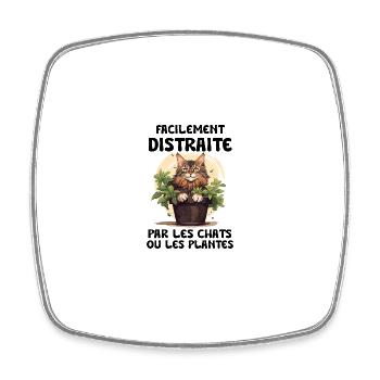 facilement distraite par les chats et les plantes - Magnet carré - blanc - Devant