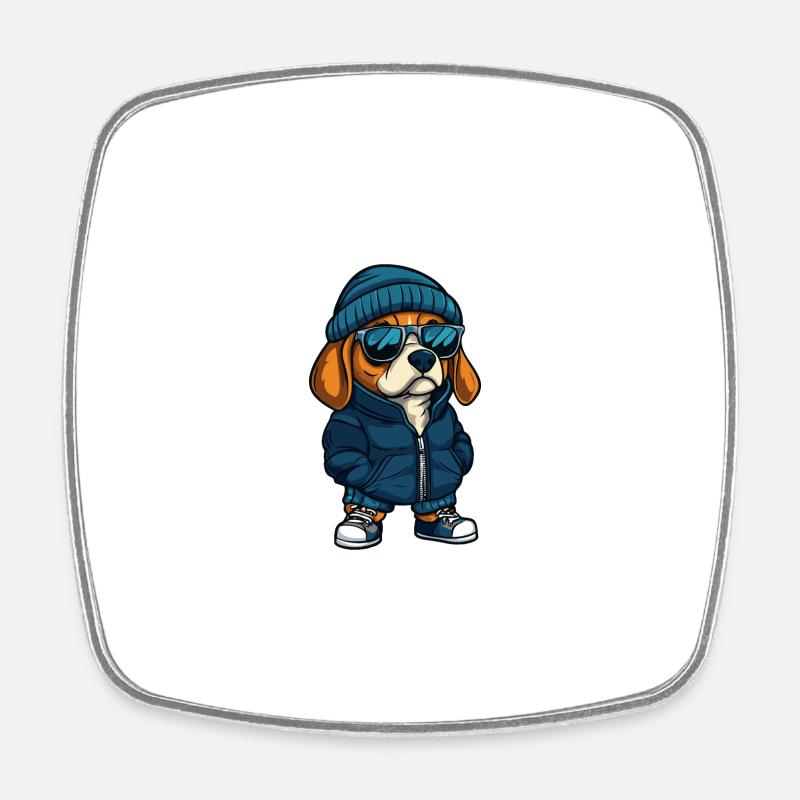 Beagle Hund Winter - Viereckiger Kühlschrankmagnet - Weiß