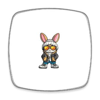 Hase Winter Comic - Viereckiger Kühlschrankmagnet - Weiß - Vorne