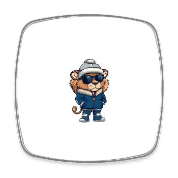 Bande dessinée d’hiver Lion - Magnet carré - blanc - Devant