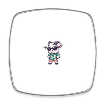 Montagne Chèvre Bande Dessinée Cool Été - Magnet carré - blanc - Devant