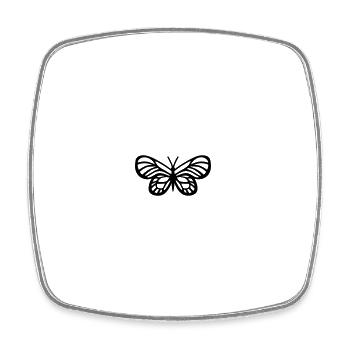papillon - Magnet carré - blanc - Devant