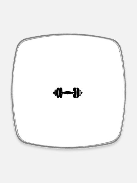 Hantel - Viereckiger Kühlschrankmagnet - Weiß