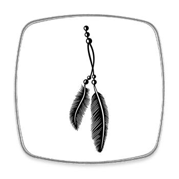 Federn an Kette, feathers, Native American - Viereckiger Kühlschrankmagnet - Weiß - Vorne