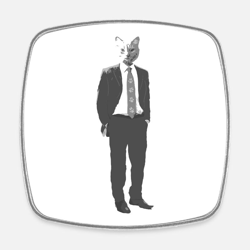 catman - Square fridge magnet - white