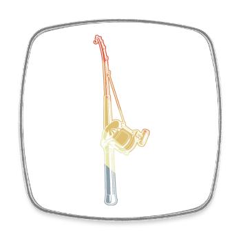 Vintage fishing rod - Square fridge magnet - white - Front