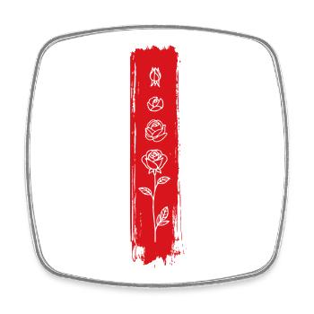 Art vertical du pinceau rose - Magnet carré - blanc - Devant