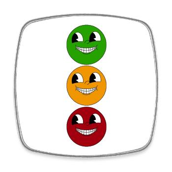 TriColor Smirk Trio - Viereckiger Kühlschrankmagnet - Weiß - Vorne