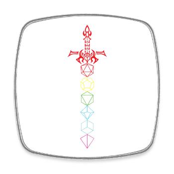 Dice Sword RPG Style Fantasy Gamer Weapon Graphic - Square fridge magnet - white - Front