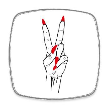 Victory Peace Hand Sign - Square fridge magnet - white - Front