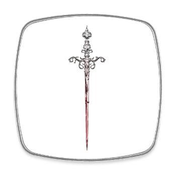 Stahlsilberschwert, gotisches Mittelalter - Viereckiger Kühlschrankmagnet - Weiß - Vorne