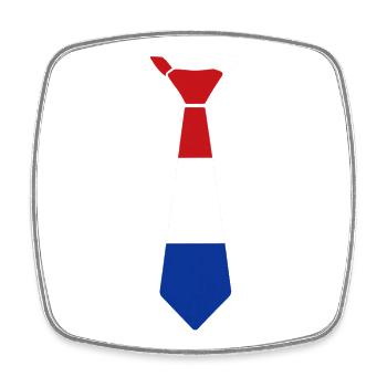 Tri-color tie in red, white, blue - Square fridge magnet - white - Front