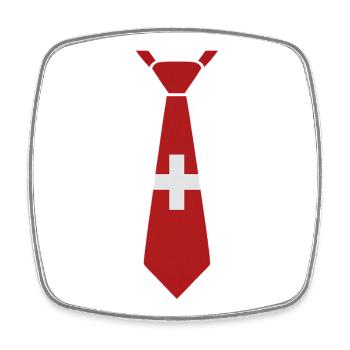 Schweizer Krawatte – Flaggendesign - Viereckiger Kühlschrankmagnet - Weiß - Vorne