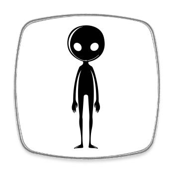 Alien Außerirdischer - Viereckiger Kühlschrankmagnet - Weiß - Vorne