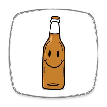 Lächelnde Bierflasche Cartoon - Viereckiger Kühlschrankmagnet - Weiß - Vorne