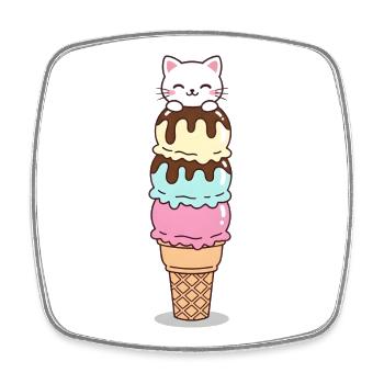 Kawaii Katzen-Eis-Turm Kawaii  - Square fridge magnet - white - Front