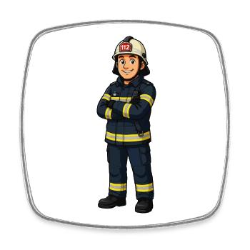 Look héros de dessin animé des pompiers - Magnet carré - blanc - Devant