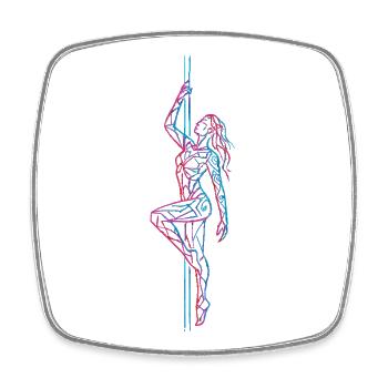 Art en ligne de pole dance : femme tatouée abstraite - Magnet carré - blanc - Devant