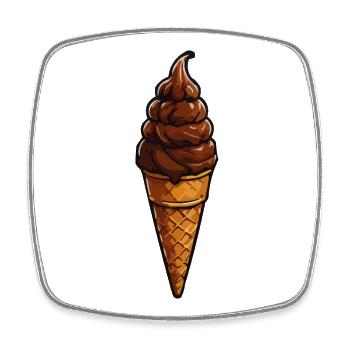 Schoko Soft-Serve Eiskegel - Viereckiger Kühlschrankmagnet - Weiß - Vorne