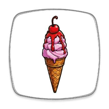 Kirsche Erdbeere Eiscreme - Viereckiger Kühlschrankmagnet - Weiß - Vorne