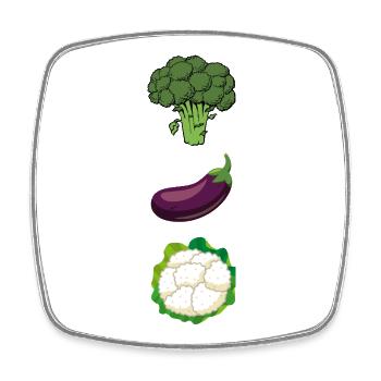Vegetable trio: broccoli, eggplant, cauliflower - Square fridge magnet - white - Front