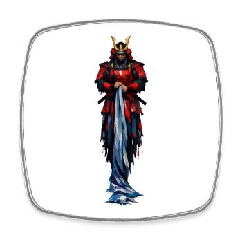 Roter Krieger Samurai Mantel - Viereckiger Kühlschrankmagnet - Weiß - Vorne