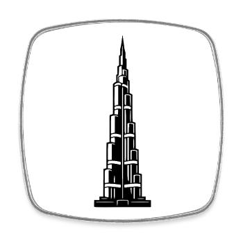 Burj Khalifa Dubai - Square fridge magnet - white - Front