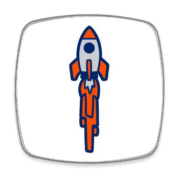 Launching Rocket Silhouette - Square fridge magnet - white - Front