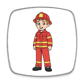 Pompier enfant cartoon rouge - Magnet carré - blanc - Devant