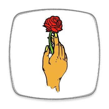 Rose Held in Bold Line Art - Square fridge magnet - white - Front