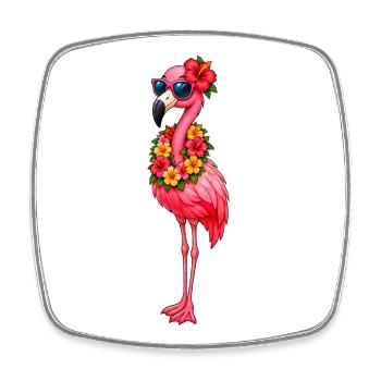 Flamingo Tropenparade - Viereckiger Kühlschrankmagnet - Weiß - Vorne