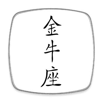 Stier - Kanji - Viereckiger Kühlschrankmagnet - Weiß - Vorne