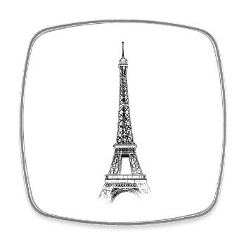 Paris Eiffel Tower France Line Art Abstract - Square fridge magnet - white - Front